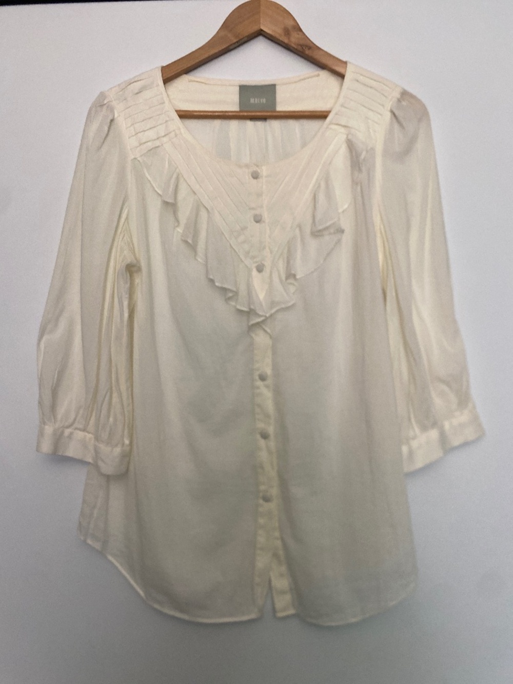 Anthro Maeve 12 Ruffle Button Front Top